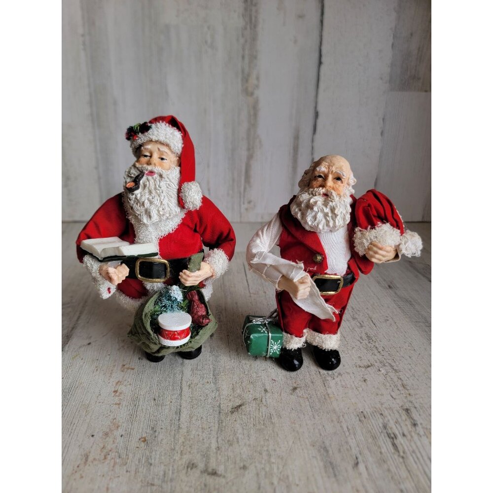 Santa Claus naughty Nice list gift bag vintage set‎ decor figure Xmas